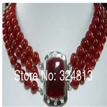 Довольно! Для женщин Мода 3 ряда 8 мм Ожерелье Из Красного бисера 4S578S
