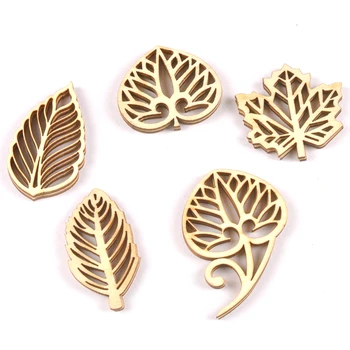 

10pcs Wooden Crafts creativity hollow out leaf Pattern Scrapbooking Crafts wood decoration for Home Decoration m2130