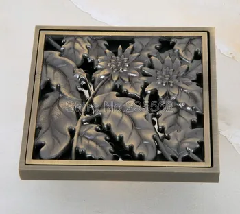 

Antique Brass Tile Insert Floor Drain Square Bathroom Shower Drain lhr052