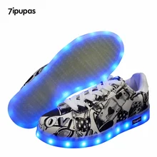 7 ipupas Rechargeable Rougeoyant sneakers garçon casual Led enfants chaussures enfants avec des lumières up lumineux lumineux led sneaker pour fille