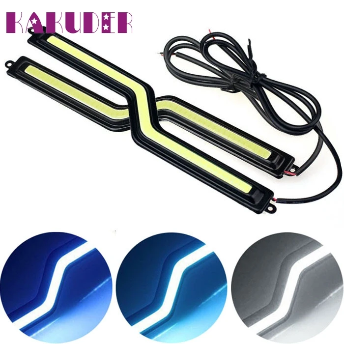 

Tiptop NEW 2x Bright Slim Z-shaped COB Car DRL Fog Strip Daytime Running Lights Free Shipping L616