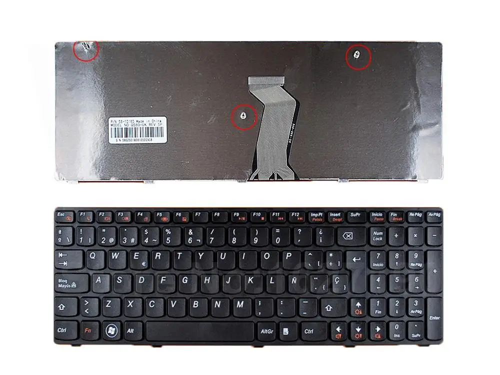 

SP Spanish Keyboard for LENOVO Ideapad Z580 V580 G580 BLACK FRAME BLACK New Laptop Keyboards With Free Shipping
