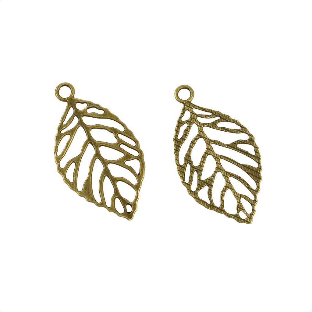 20 Pieces Retro Bronze Hollow Leaf Vein Charms Pendants Connector DIY Jewelry Making