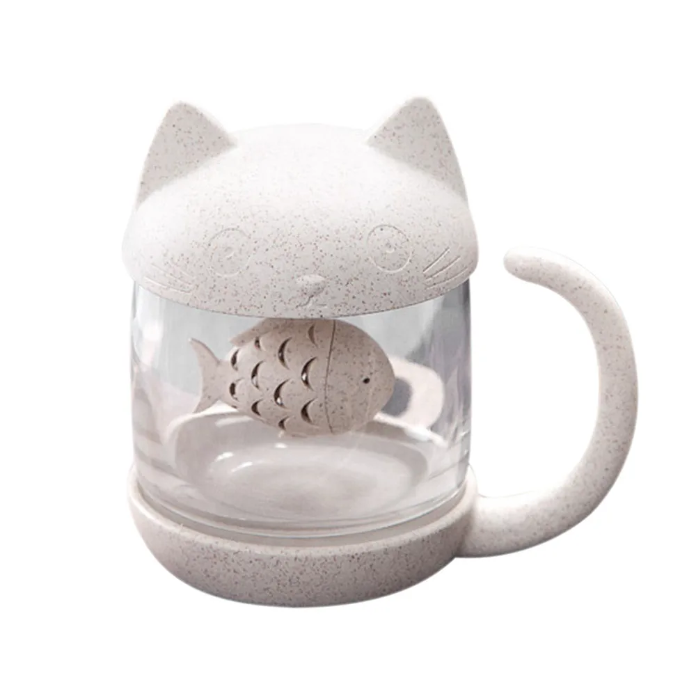 Инструменты для кухни дома милый кот Маленькая обезьяна стеклянный фильтр кофейный стакан со съемным пузырьковым экстрактором DIY оригинальные чашки Прямая поставка aug1 - Цвет: A