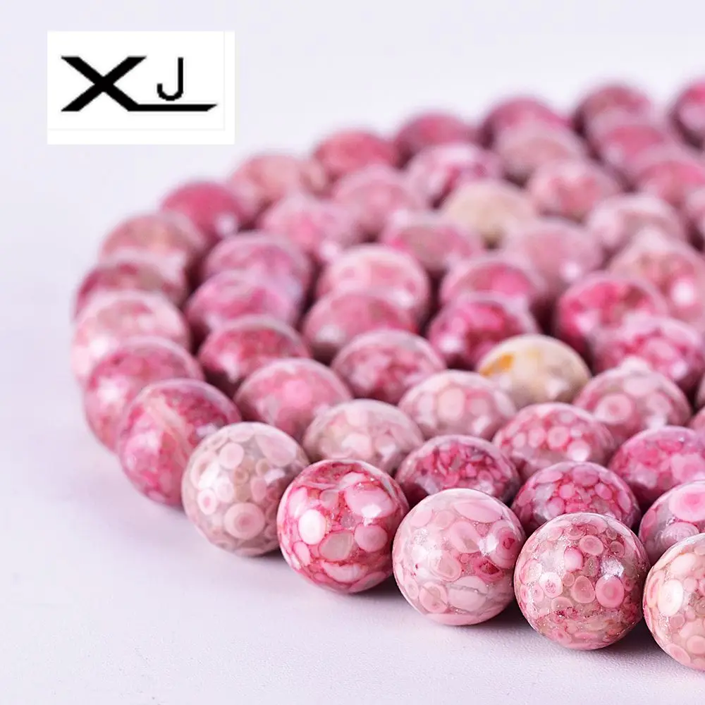 

XIN JIAO Wholesale Natural Red chrysanthemum stone beads 6mm 8mm 10mm for Jewelry bracelet accessories making DIY