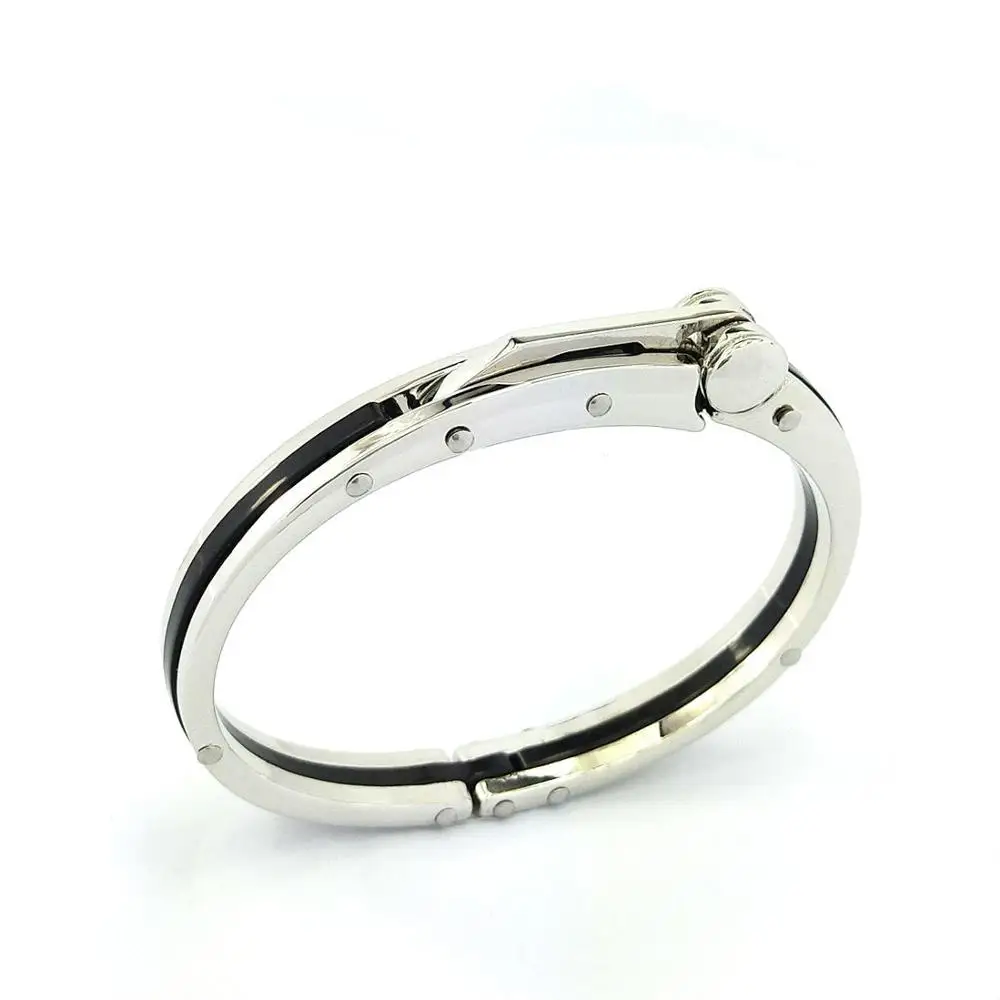 Металлический браслет для мужчин, очаровательные ювелирные изделия, серебряный браслет, дизайн, цепочка из нержавеющей стали, модный бренд для подарка, черный цвет - Окраска металла: С черным цинковым покрытием