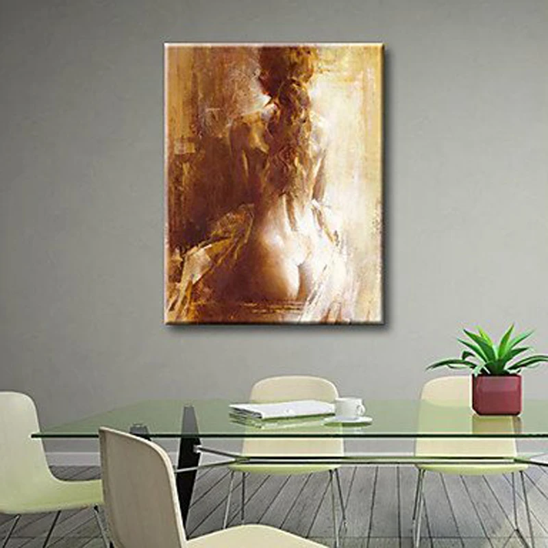 ZOPT941 naked girl in bed looking in the mirror hand oil painting art on CANVAS 