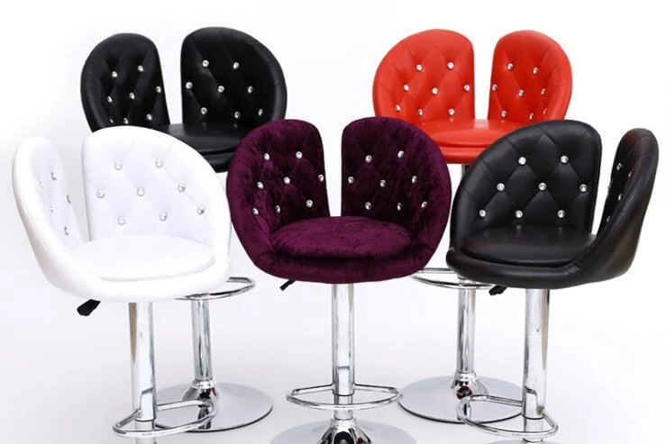 Ergonomic Lifting Swivel Bar Chair Rotating Adjustable Height Cafe Pub Bar Stool Chair Stainless Steel Stent cadeira 5 Colors