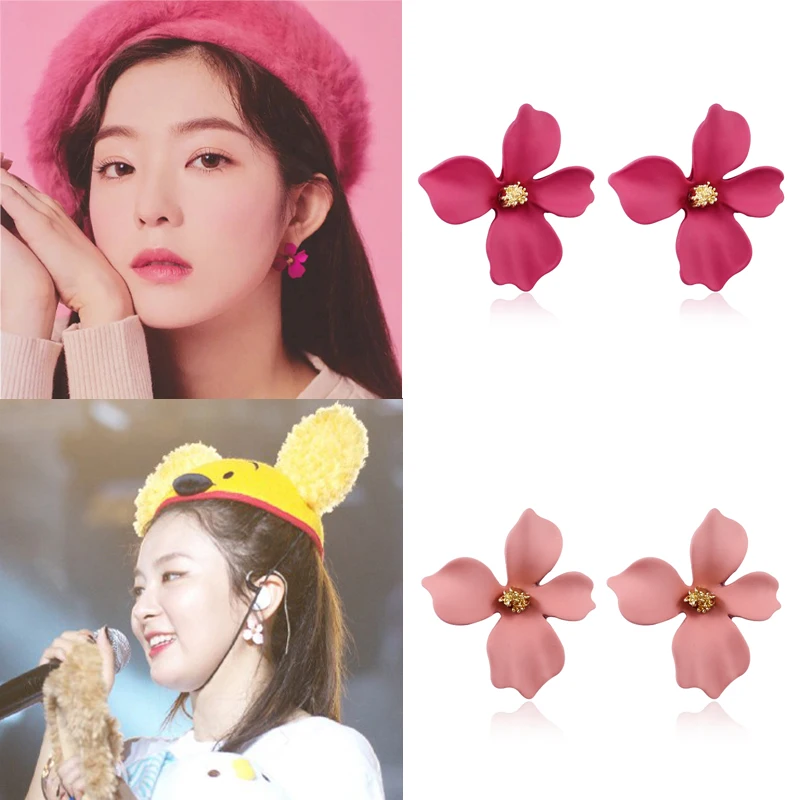 

Korea And Japan Sweet Lovely Flower Earings For Women Ear Studs Kpop Red Velvet Irene Seulgi Earrings Jewelry For Girls Fans
