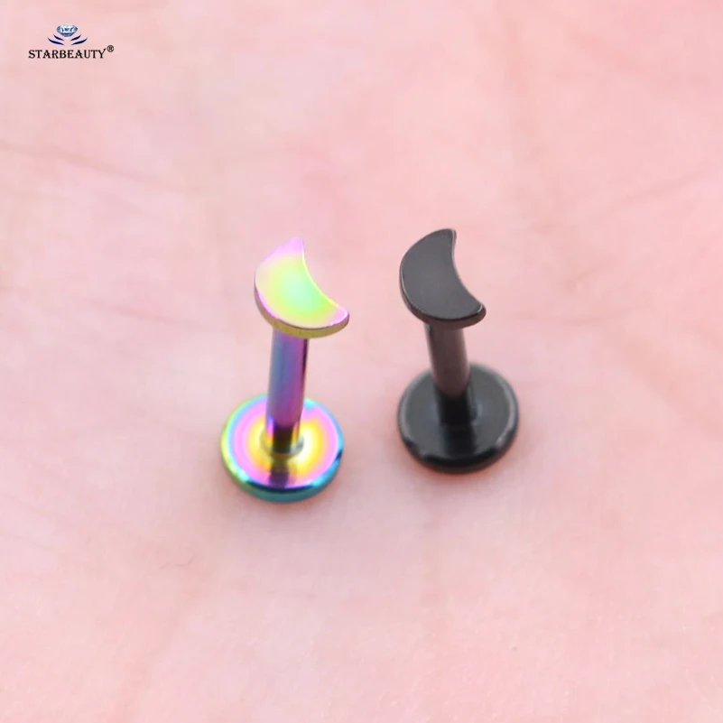 Starbeauty 2 шт Мини лунообразный нос пирсинг Спираль пирсинг Ноздря Tragus Labret пирсинг для губ, носа кольцо из розового золота серьги пирсинг ювелирные изделия