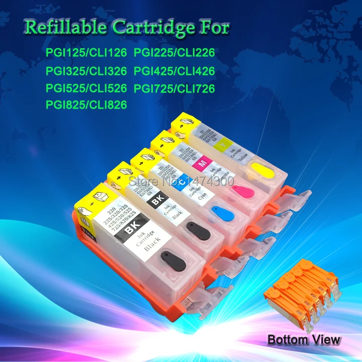 

XIMO 5C PGI-425 CLI-426 empty refillable ink cartridges for Canon PIXMA IP4840 MG5140 MG5240 IX6540 MX884 MG6140 MG8140 etc.
