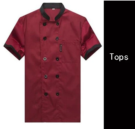 Форма повара ресторана с коротким рукавом, одежда для работы в отеле, кафе, шеф-повара, куртка для еды, Рабочие комбинезоны, Куртка поварская, 90 - Цвет: just tops red