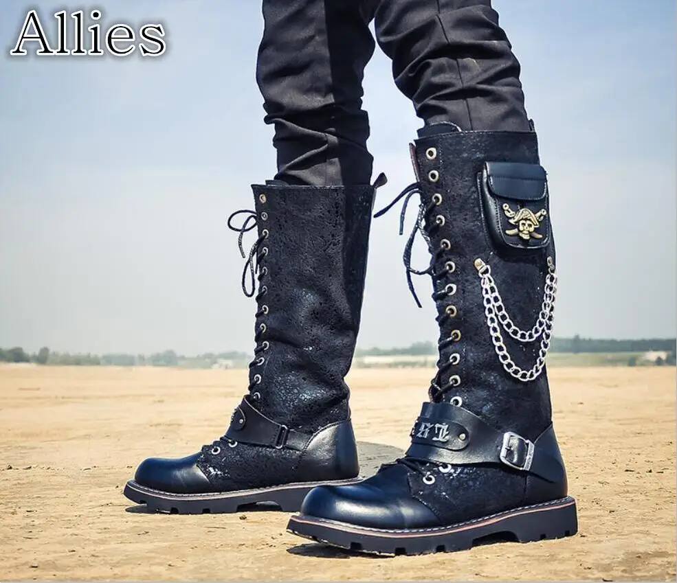 

Allies men's boots winter high boots long casual Korean version of the trend of comfortable leather Martin boots men38-45