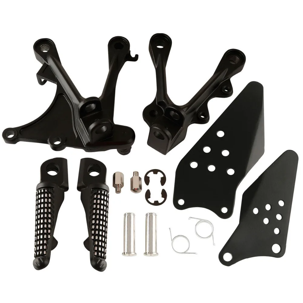 Motorcycle Footrests Front Rider Foot Pegs Bracket Set For KAWASAKI ZX636 2005-2006 ZX6R 2005-2008