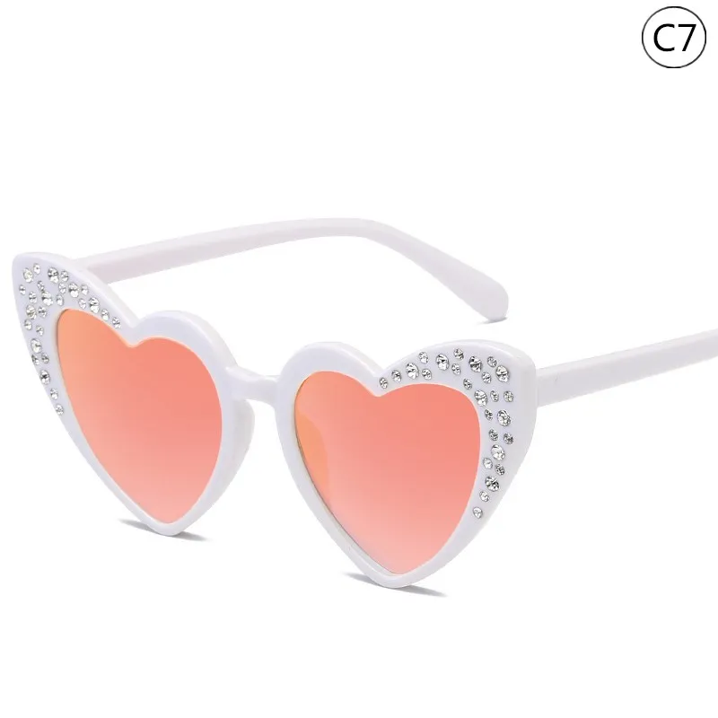 KOTTDO новые детские очки Rrend Стразы love Солнцезащитные очки для мальчиков и девочек UV400 спортивные солнцезащитные очки для улицы - Цвет линз: C7