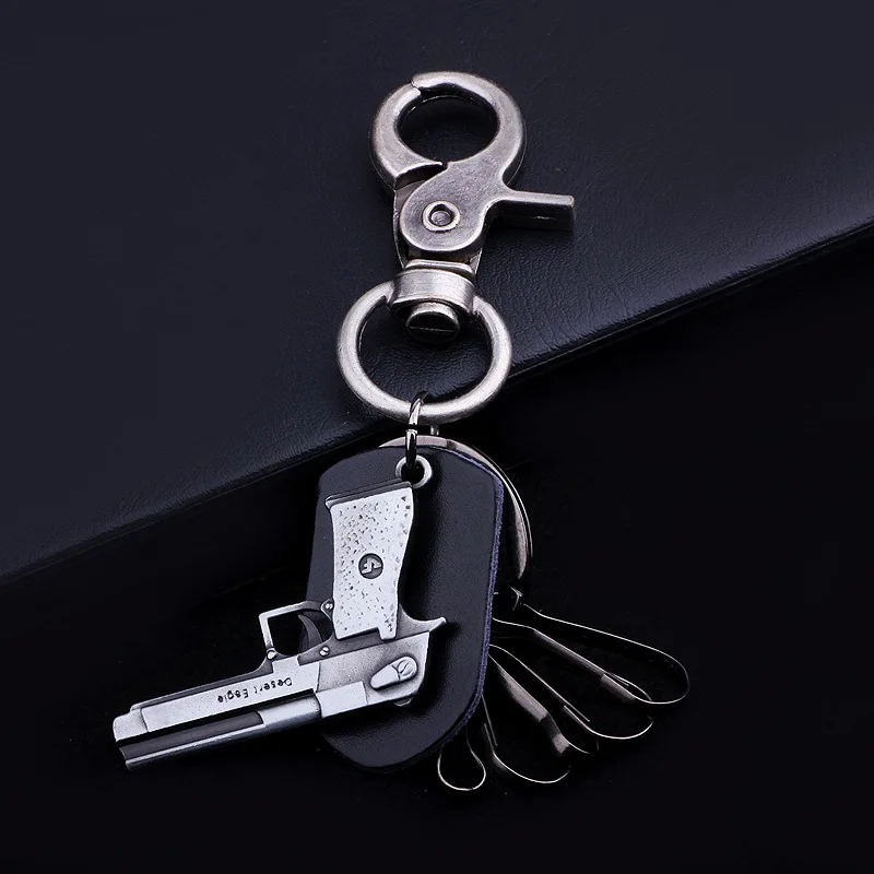 Wukaka Genuine Leather Car gun Key chain Men Key Holder Housekeeper