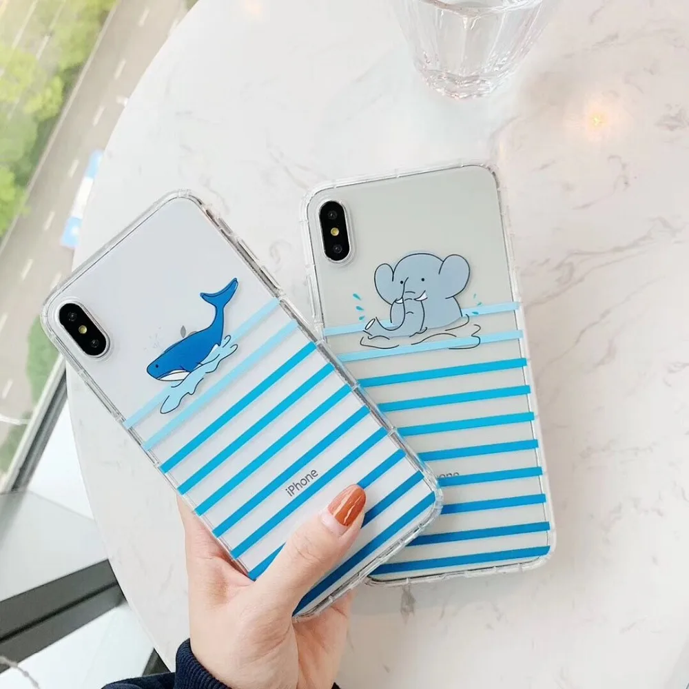 HUANQING Cartoon cute whale cell phone case For iPhone 6 6S 7 7Plus 8 8Plus XR XS Max   6