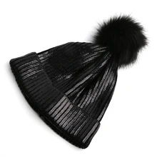 Горячая осень зима бронзовые шапки унисекс Вязаная Шерстяная Лыжная Шапка кэжуал меховой помпон одноцветные горнолыжные шапки