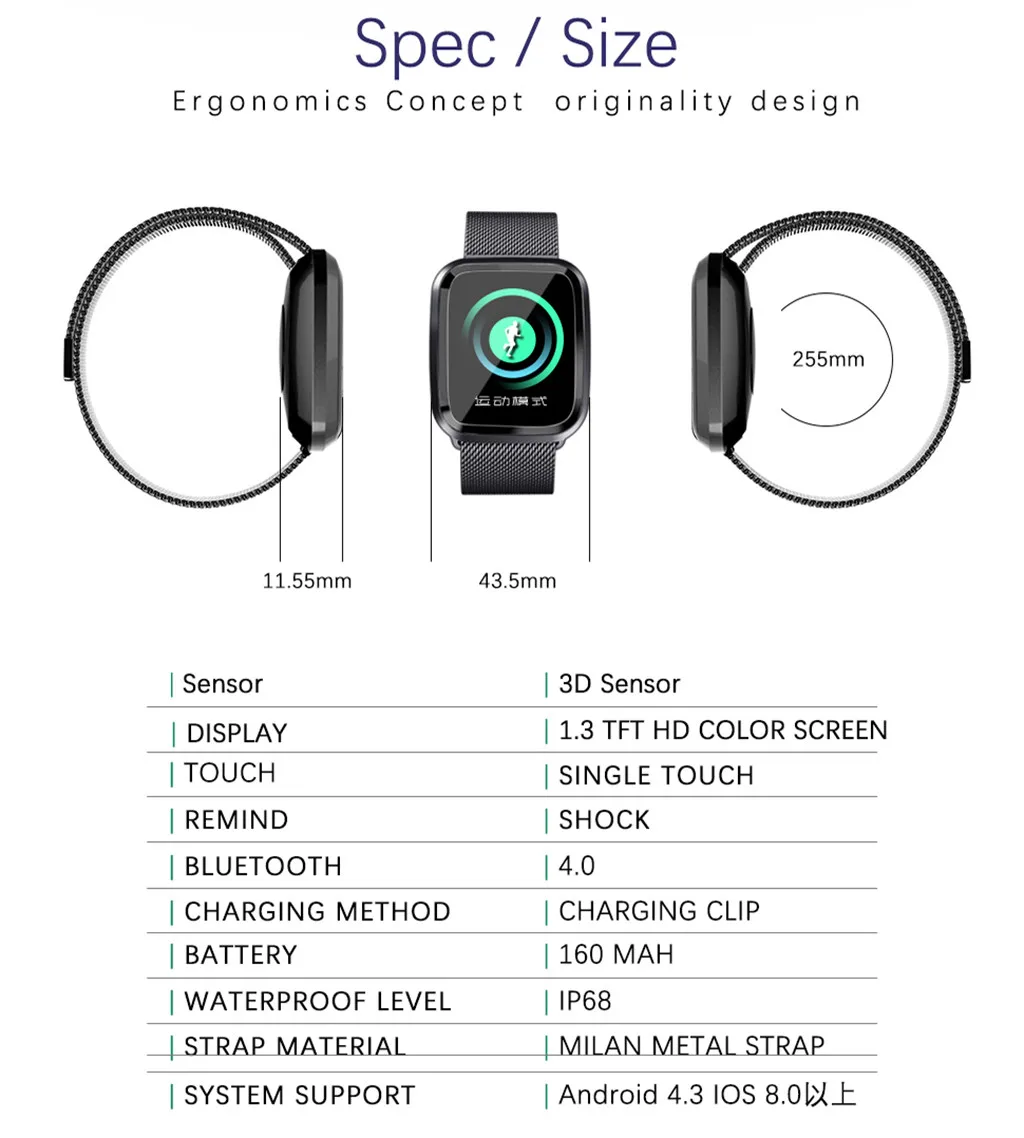 Часы L18Bluetooth Смарт часы монитор сердечного ритма часы Companion для iOS Android# 22b