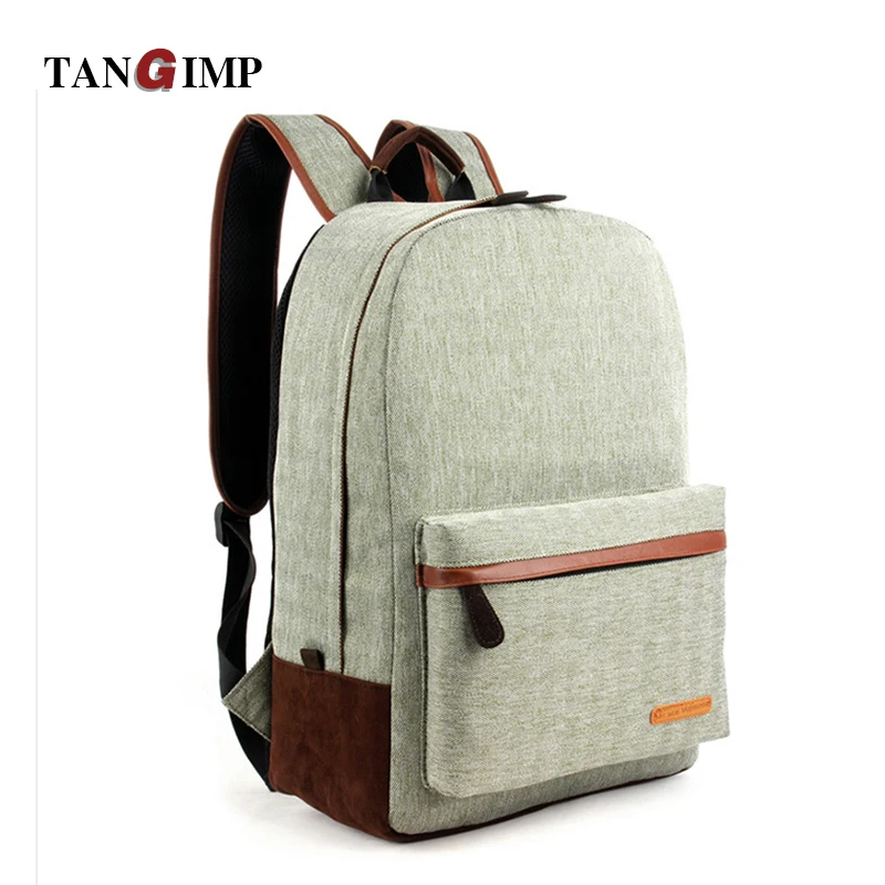 

TANGIMP 17" Cool Preppy Style Canvas Backpack Solid Simple School Ruckpacks for Girls Women Laptop Backpacks Schoolbags mochila
