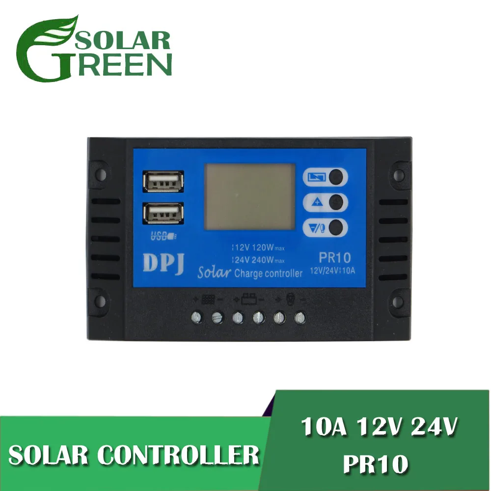 

LCD Solar Charge Controller PWM 10A RP10 DC 12V 24V Auto Solar battery charger Solar PV Regulators