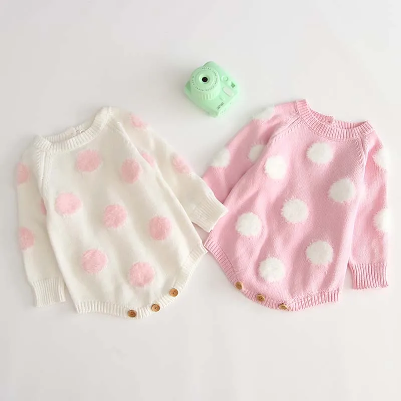 

Baby Knitted Clothes Kids Baby Girl Bodysuits Pile Coating Knitting Infant Autumn Knitted Coveralls Children Clothing