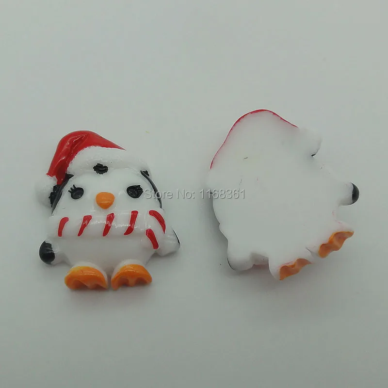 1pcs/lot resin flat back penguin with red hat 32mm Cabochons Scrapbooking Hair Bow Center DIY Christmas decration C101-7