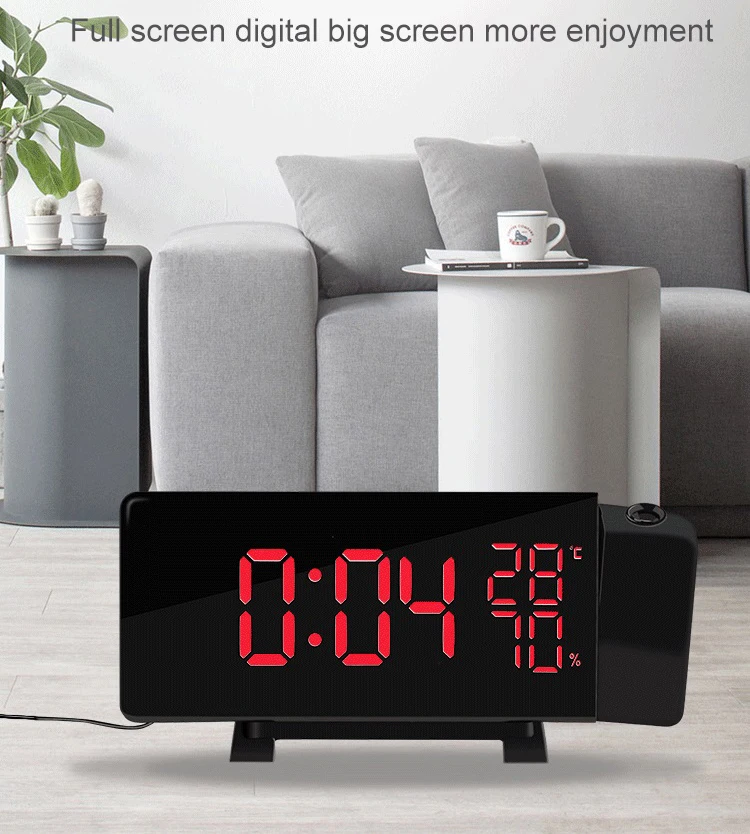 Новые модные креативные AM/FM светодиодный радиопроекционные часы электронные настольные часы цифровые настольные часы Беспроводные для офиса и дома