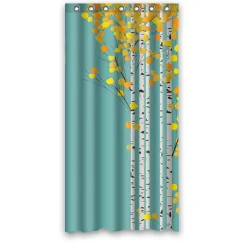 

Custom Blue Curtain With Birch Tree Art Pattern Waterproof Non-mildew Shower Curtains Polyester Fabric Bathroom Curtain
