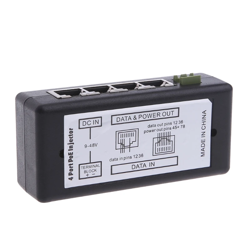 4 порта POE инжектор для видеонаблюдения IP камеры питания через Ethernet адаптер Прямая поставка поддержка