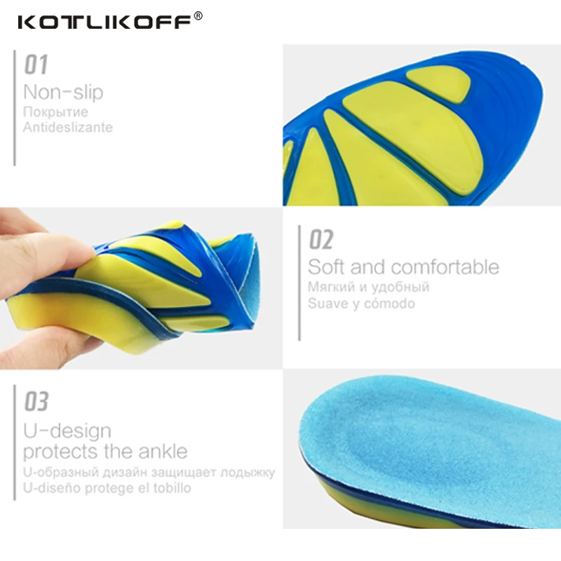 Silicon Gel Insoles Foot Care Pads for Plantar Fasciitis Heel Running Sport NJX 
