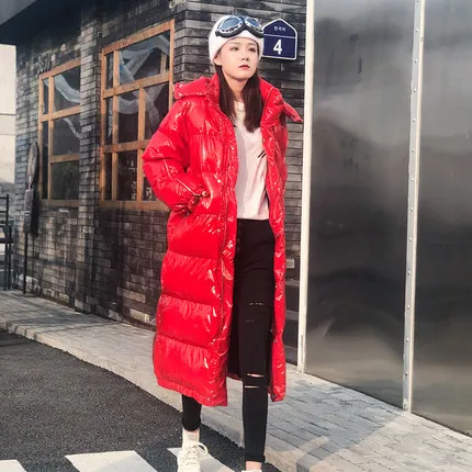Зимняя куртка, женское хлопковое пальто, модная свободная уличная хлопковая стеганая куртка, Женская парка с длинным капюшоном, толстая теплая верхняя одежда - Цвет: red