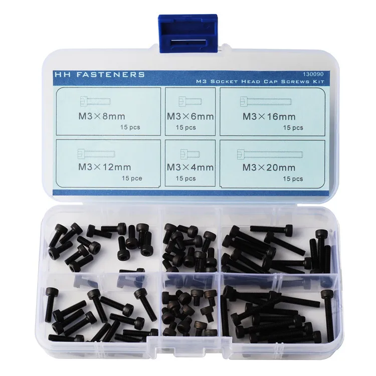 M3 Hex Socket Head Cap Screw Qty 90 pcs Assortment Kit 130090in Screws