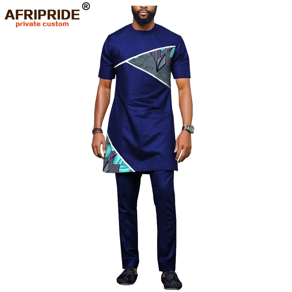 Африканская мужская одежда Дашики топы и брюки из Анкары 2 шт костюмы с принтом наряды Повседневная блузка Рубашки AFRIPRIDE A1816002 - Цвет: 294X-1
