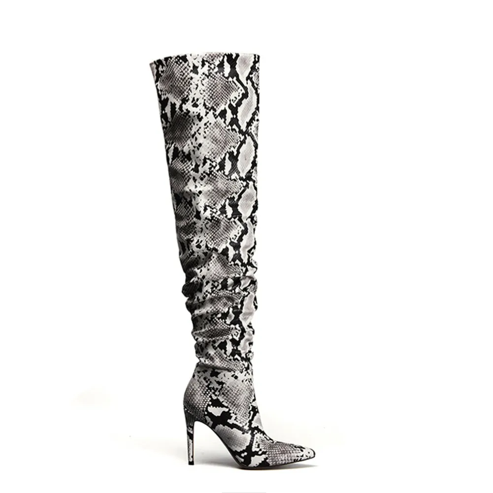 SARAIRIS/Новинка; модная обувь на высоком тонком каблуке с острым носком и молнией; женские повседневные пикантные Сапоги выше колена; сезон осень-зима