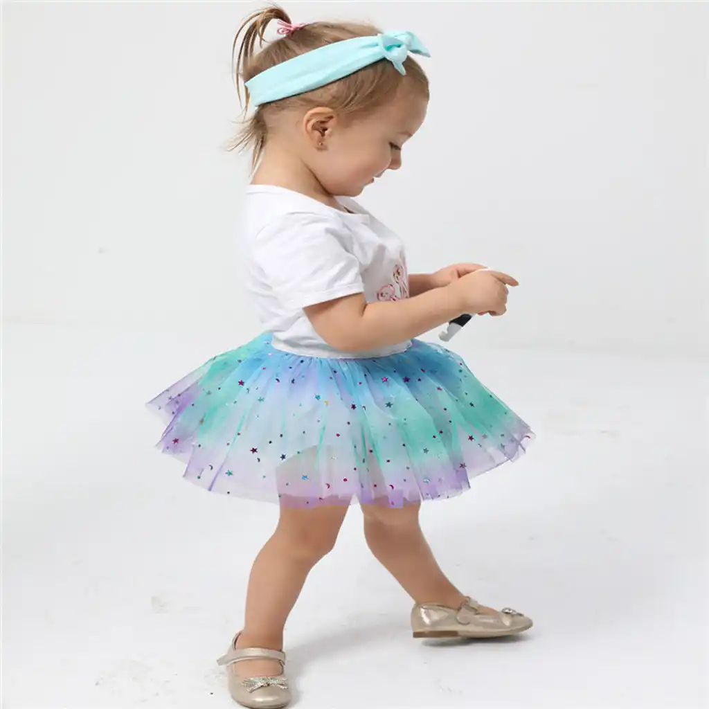 Toddler Kid Girl Petticoat Rainbow Pettiskirt Bowknot Skirt Tutu Skirt Dancewear