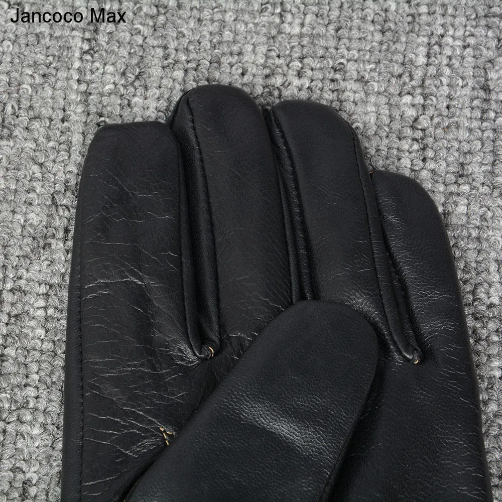 Jancoco Max новые зимние высококачественные перчатки из овечьей кожи мужские все ручной работы черные и коричневые варежки S2060