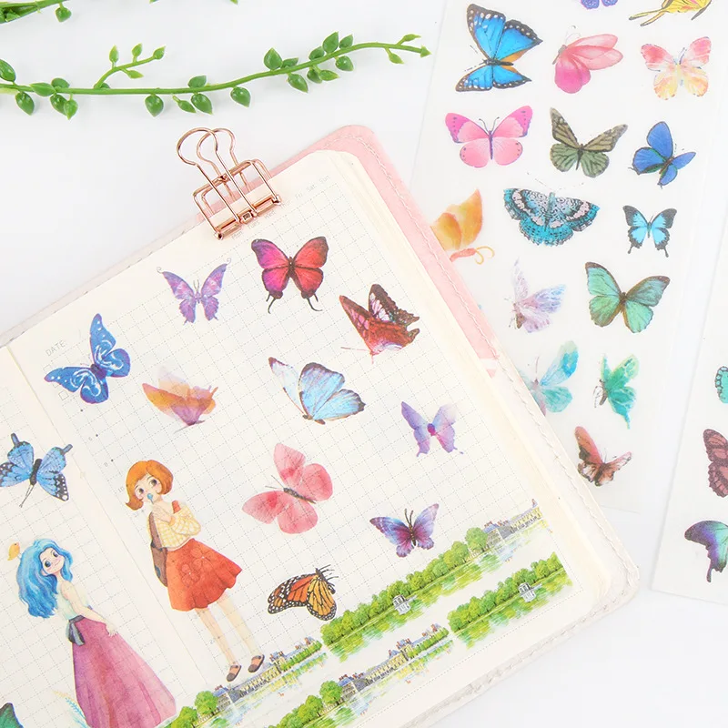 6 pcs/pack beautiful butterfly Decorative Stickers Adhesive Stickers