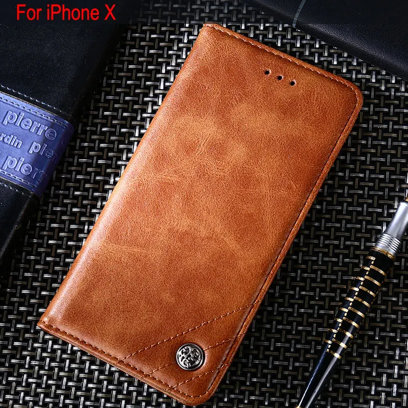 

for iphone x case Luxury Leather Flip cover Stand Card Slot Without magnets Business style Wallet Case for iphone x funda capa