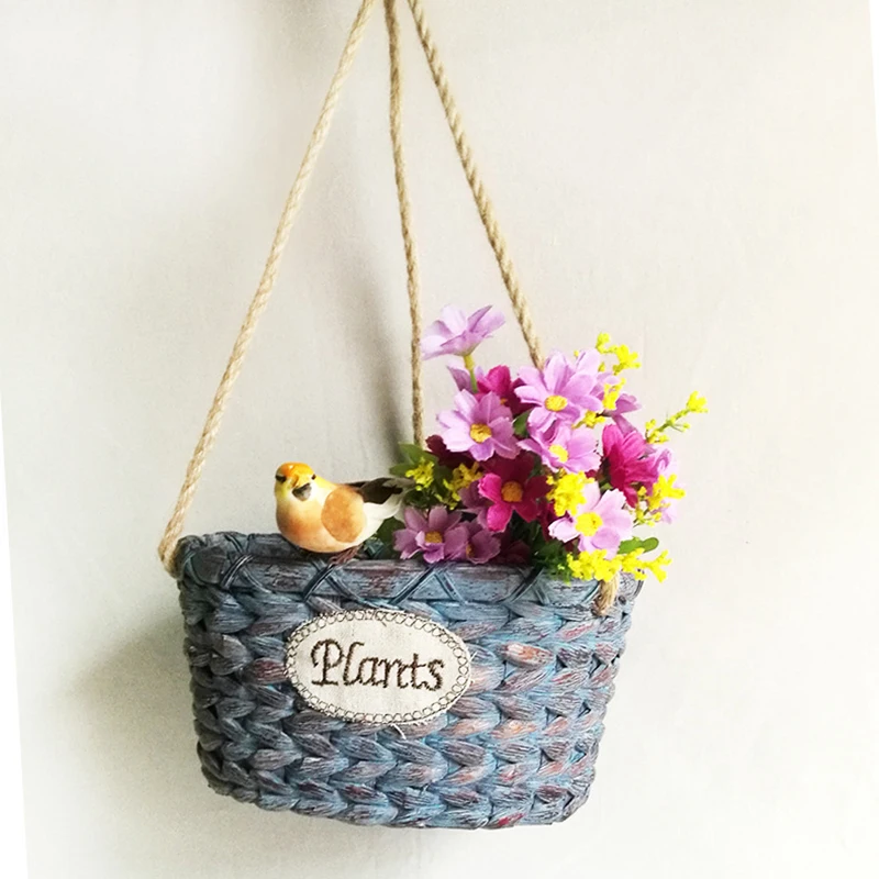 

Bamboo storage basket square hang basket storage debris decoration home wall hanging garden pot planter Handmade Organizer-66853