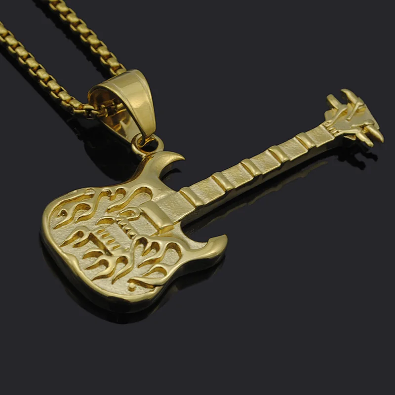 Dolaime Men Trendy Gold color Rocking Bass Pendant Stainless Steel