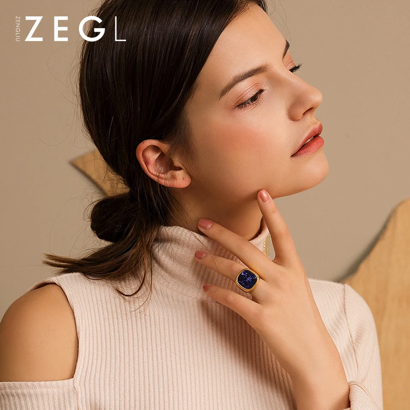 

ZEGL exaggerated ring female index finger ring retro style ring fashion European and American decorative ring
