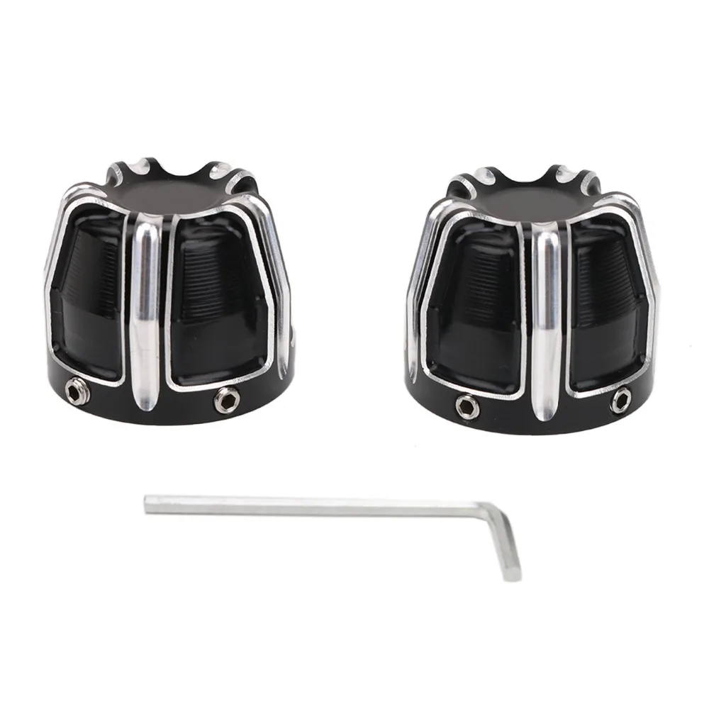 Black CNC Motorcycle Front Axle Nut Cover Bolt Screw Cap For Harley
