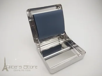 

Free shipping 3pcs/lot 70mm Silver Metal Box Automatic Cigarette Rolling Paper Machine Roller Tobacco Box mixed designs
