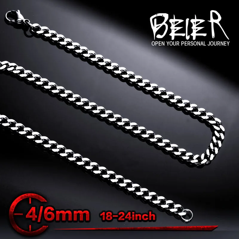 

Beier stainless steel necklace top quality high polished twist 4mm/6mm trendy chain necklace boy man necklace BN1029
