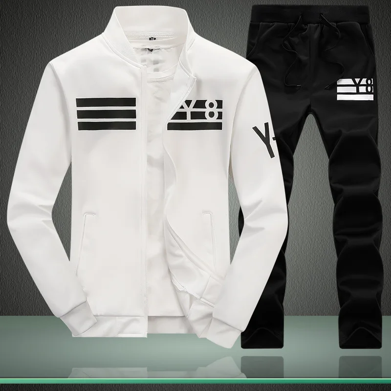 

Sweatshirt Men Tracksuit Men Set Sweat New 2018 Brand Autumn Winter Fleece 2PCS Stand Collar Fleece Patchwork Casual Hoodie Men