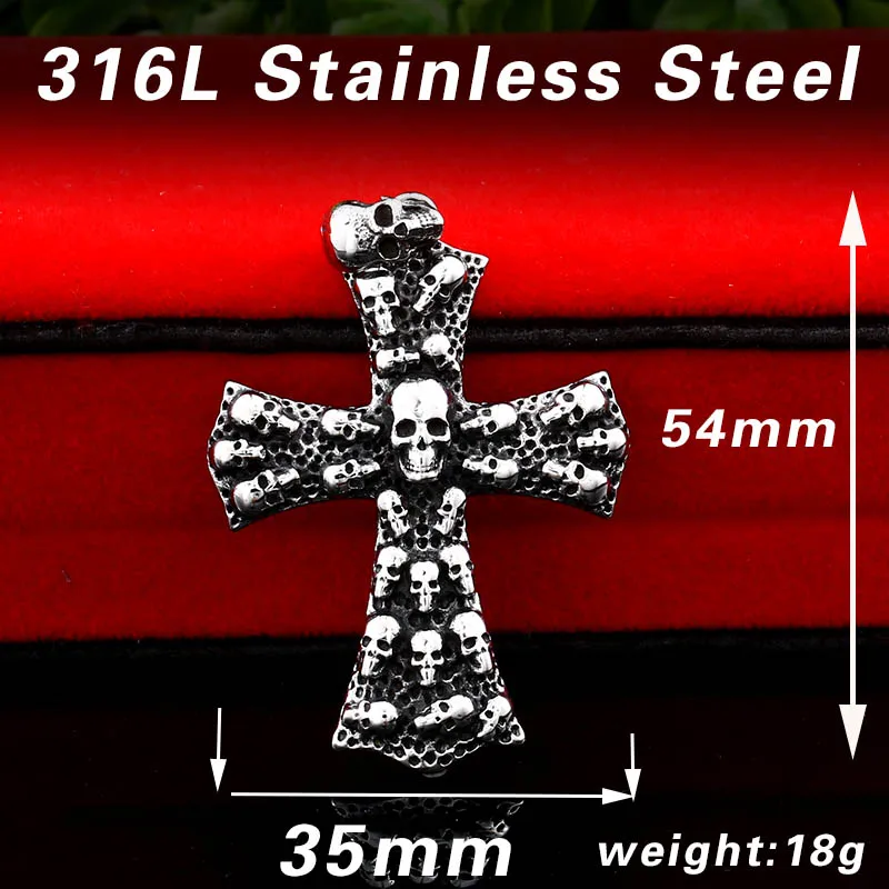 

Beier new store 316L Titanium steel Cross Necklace Pendant Punk biker Skull Prom Men's Retro Pendant LLBP8-369R