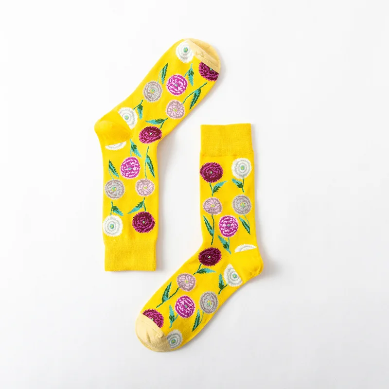 Moda sockmark/мужские Носки с рисунком собаки осьминога, цветов, растений, Kawaii, забавные счастливые носки, повседневные женские хлопковые чулки, для катания на коньках, Harajuku - Цвет: 50181