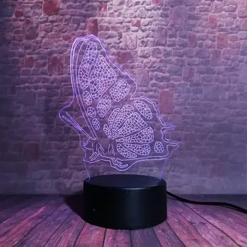 

Luminous 3D Illusion LED Nightlight 7 Colorful Change Light Desk Lamp Butterfly Animal Figure Model Toys