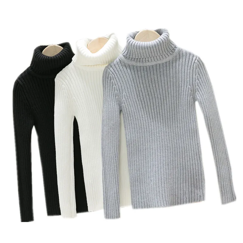 

kids & teenager boys turtleneck solid gray white black pullover knitted sweater children boy fall winter basic sweater clothing